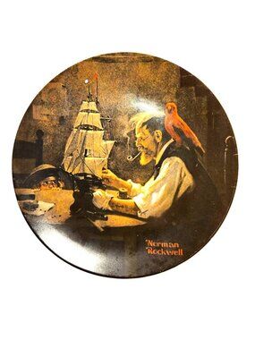Decorative Plate Norman Rockwell "The Ship Builder" Knowles nautical sailing